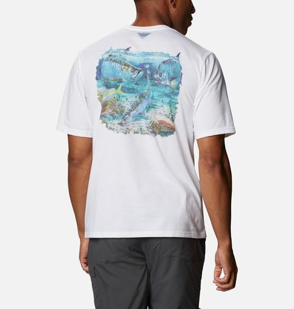 Columbia PFG Carey Chen T-Shirt White For Men's NZ32159 New Zealand